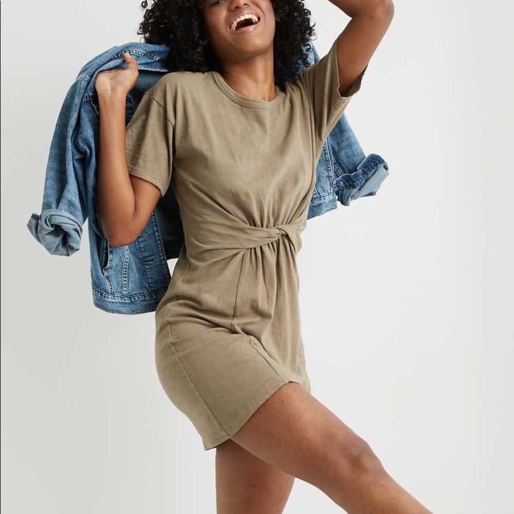 Olive green Aerie front twist tshirt dress